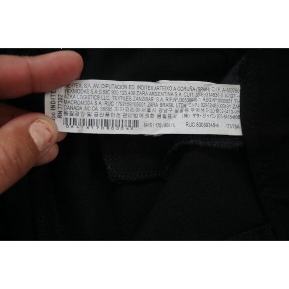 Zara Black Trousers High Rise Cropped Work Pants, Size L - Picture 5 of 9